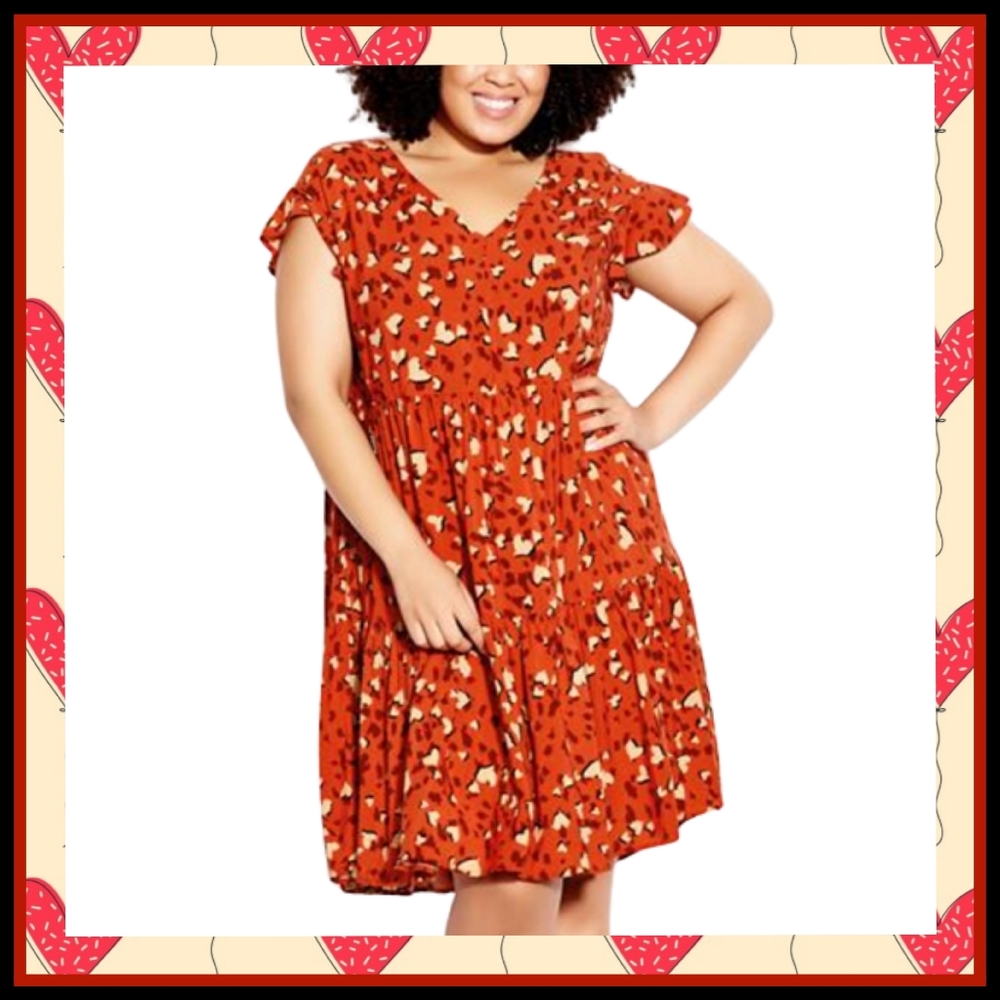 LORALETTE ☆ LOVEY DOVEY ☆ TIERED HEART PRINT DRESS ☆ 4x (26/28) ☆ NWT